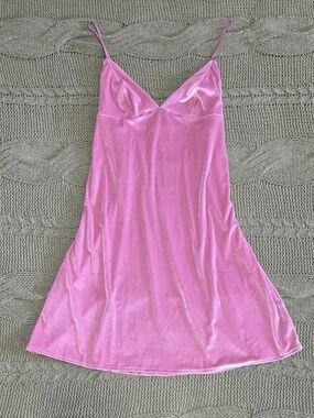Victorias Secret Slip Dress Lingerie Chemise  Pink Velvet Babydoll